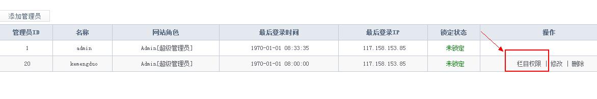 管理员栏目权限
